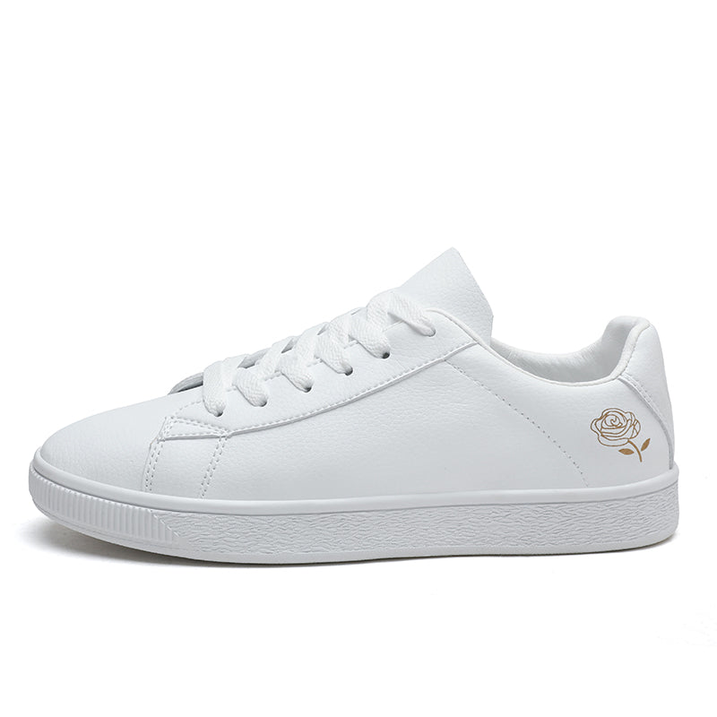 Women's white tennis shoes, PU leather sports shoes and casual walking shoes