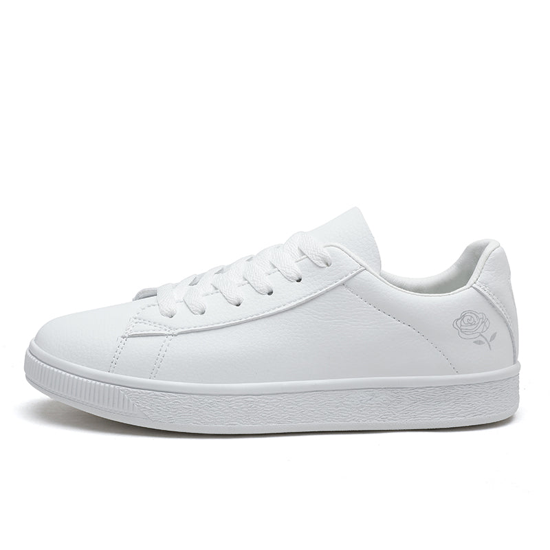 Women's white tennis shoes, PU leather sports shoes and casual walking shoes