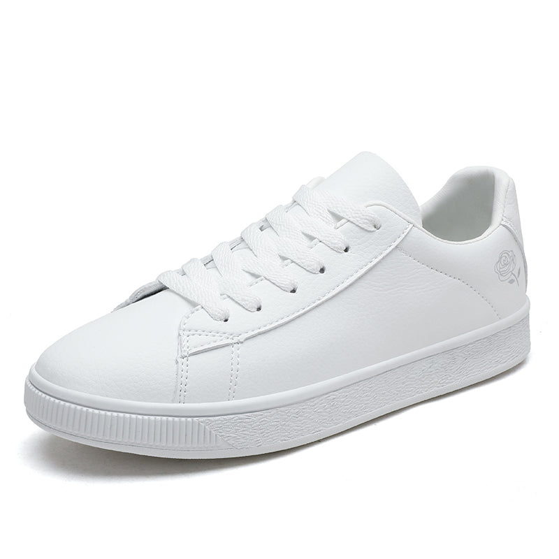 Women's white tennis shoes, PU leather sports shoes and casual walking shoes