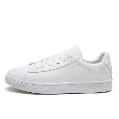 Women's white tennis shoes, PU leather sports shoes and casual walking shoes