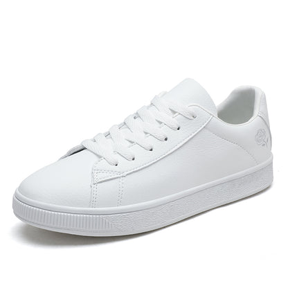 Women's white tennis shoes, PU leather sports shoes and casual walking shoes